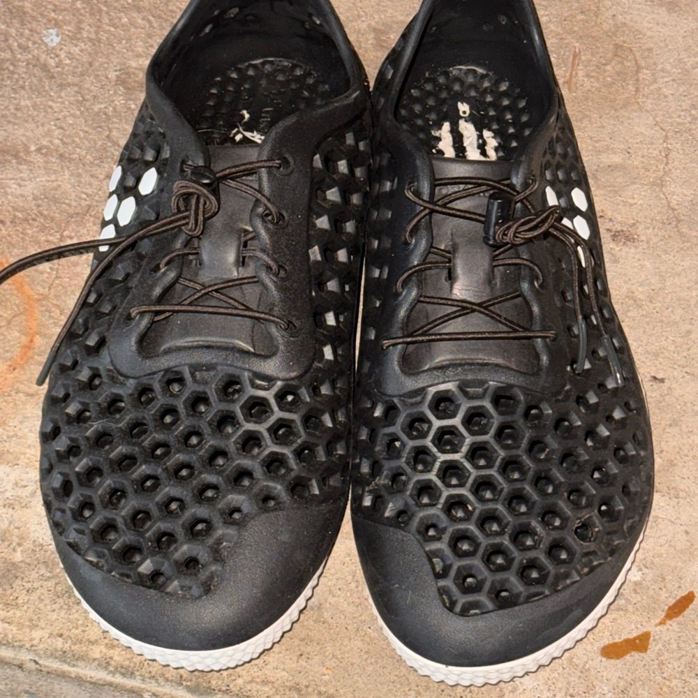 Vivo Barefoot Black and White Athletic Shoes with Perforated Design